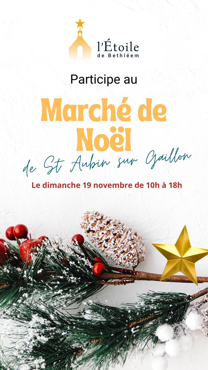 etoilebethleem's tweet image. Bonjour à tous !
Nous vous annonçons notre participation au marché de Noël de St Aubin sur Gaillon le 19 novembre prochain de 10h à 18h. Nous vous attendons nombreux.😉

#Aubevoye #Gaillon #EVENT #Eure #Bethleem #History #Patrimoine #Noel #Christmas #Crypte #SeineEure