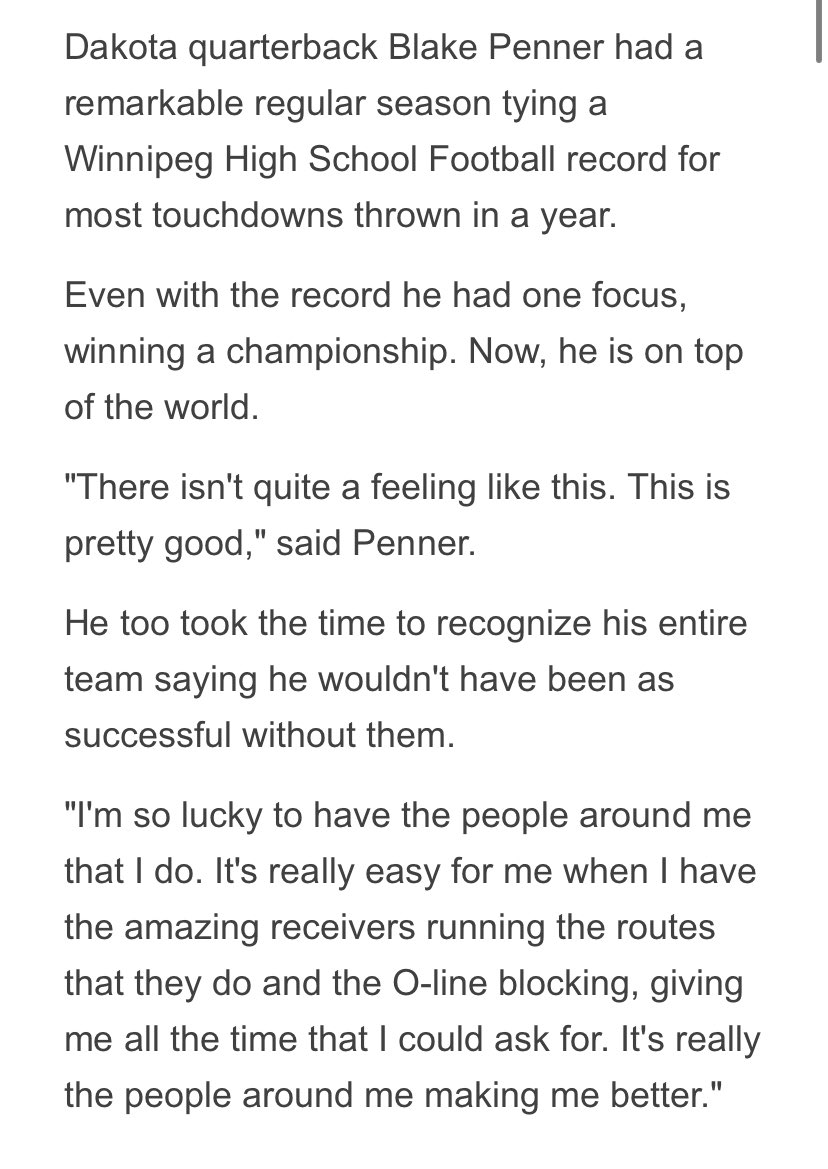 Beyond honoured to be able to say I was apart of the first team to ever bring an Anavets Bowl to Dakota. Huge thank you to all the coaches and teammates that made it possible. Onto the next chapter!