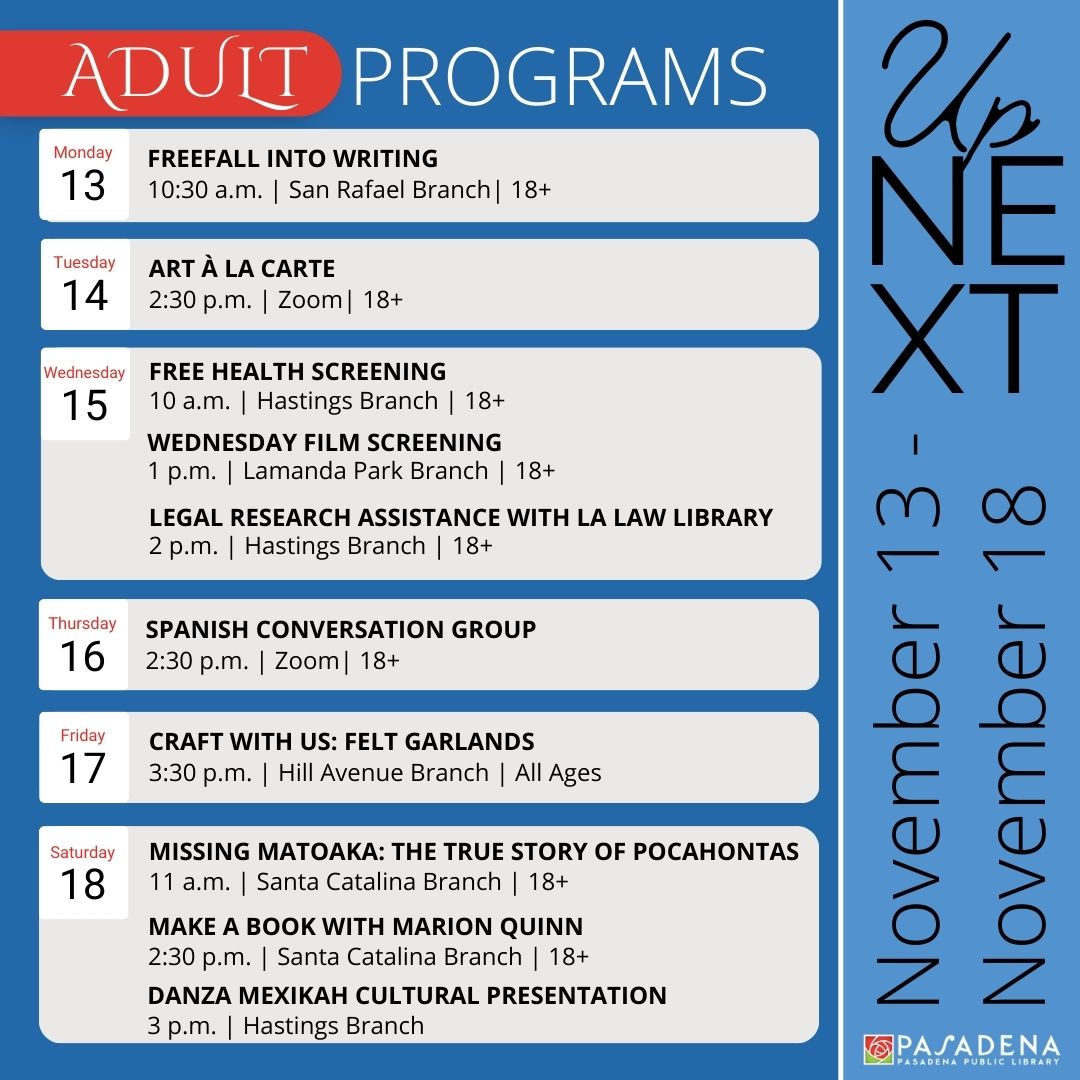 Discover a week filled with exciting programs for everyone! For full details, and book club information, please visit our Events Calendar: bit.ly/3mqk5Qb