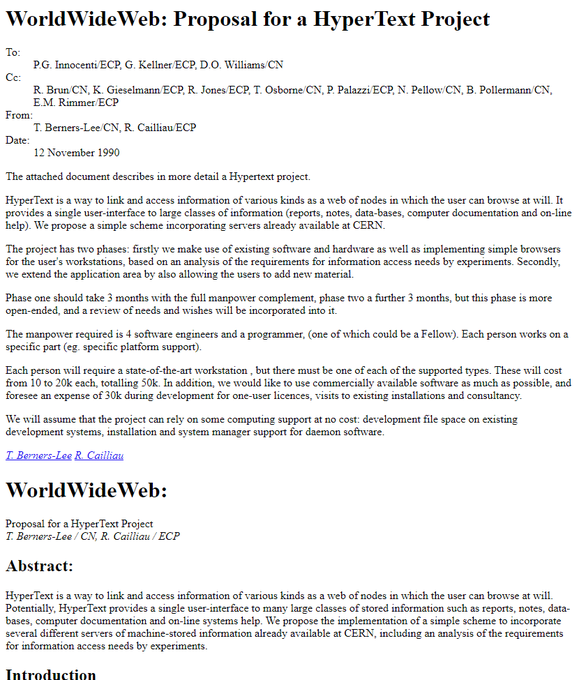 WorldWideWeb: Proposal for a HyperText Project 