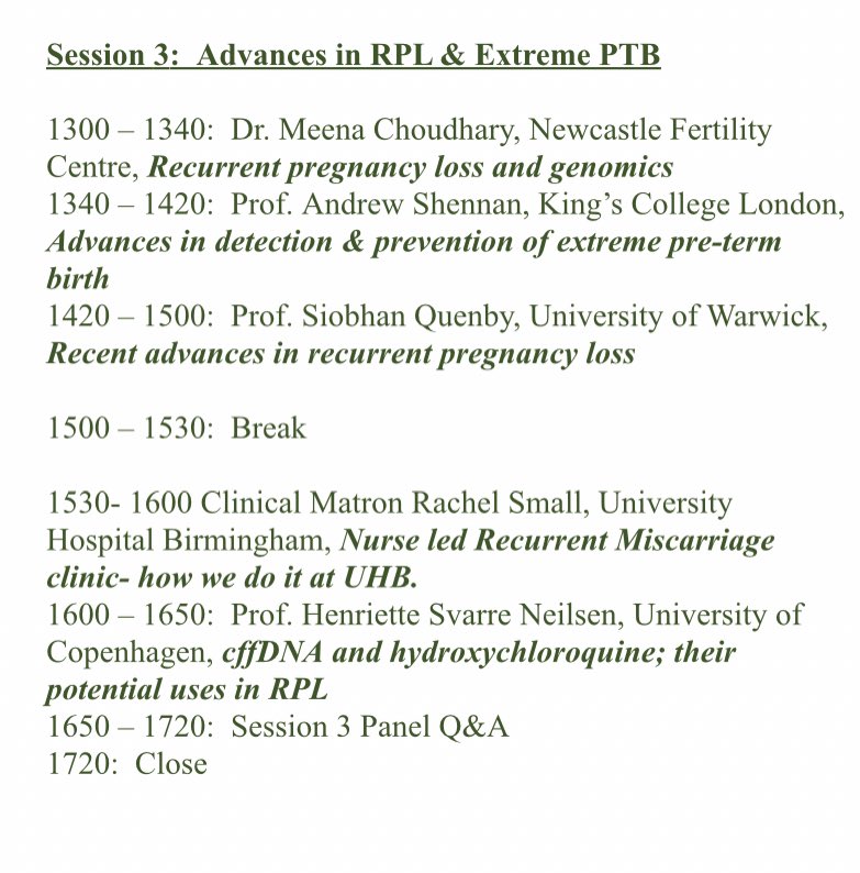 <a href="/s_quenby/">siobhan quenby</a> <a href="/rachismall/">Rachel small</a> <a href="/MCR_SB_Research/">Alexander Heazell</a> <a href="/SvarreNielsen/">Professor Henriette Svarre Nielsen, dr.med</a> <a href="/tommys/">Tommy's</a> <a href="/keelinodonoghue/">Keelin O'Donoghue</a> Programme here 👇