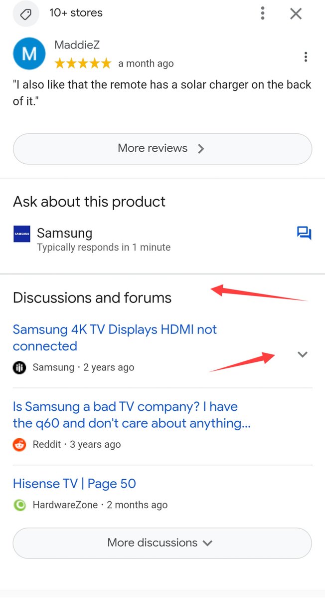 rustybrick's tweet photo. ICYMI: Google product search results overlay "discussion and forum"  https://t.co/TljshD4FjF https://t.co/2rMSUjV7HM