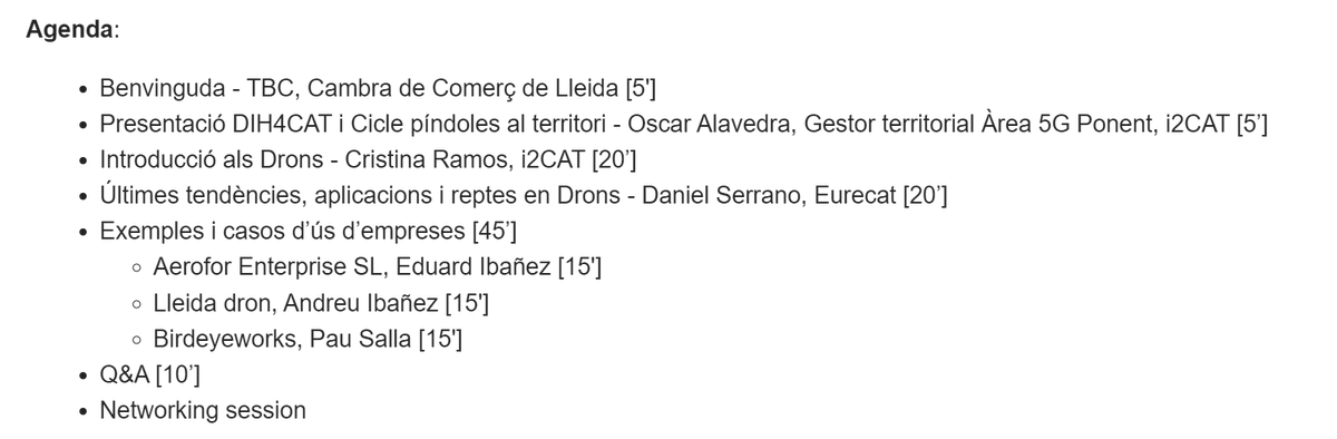 andreuibanez's tweet photo. L' Associació @LleidaDrone parlarà el 21/11 a la jornada "Píndola sobre Drons" del Cicle de capacitacions en tecnologies digitals avançades (TDAs) a la Cambra Oficial de Comerç, Indústria i Serveis de Lleida, Info a https://t.co/tWWEjWhxKm inscripció a https://t.co/Zko2AdeLBT https://t.co/X9dSD6omdd