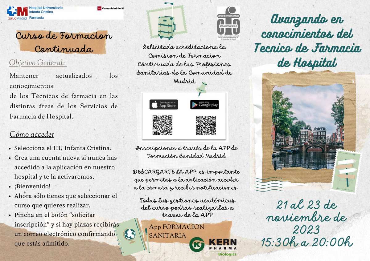RaquelVozHospit's tweet photo. Eres #tecnicodefarmaciahospital en @SaludMadrid  y quieres hacer crecer tus conocimientos? Curso para técnicos de farmacia de hospital en Noviembre!! @FarmaHUIC  #somoshuic Técnicos y Farmaceuticos preparan las ponencias juntos!!!👏👏 https://t.co/GDZWilNdST