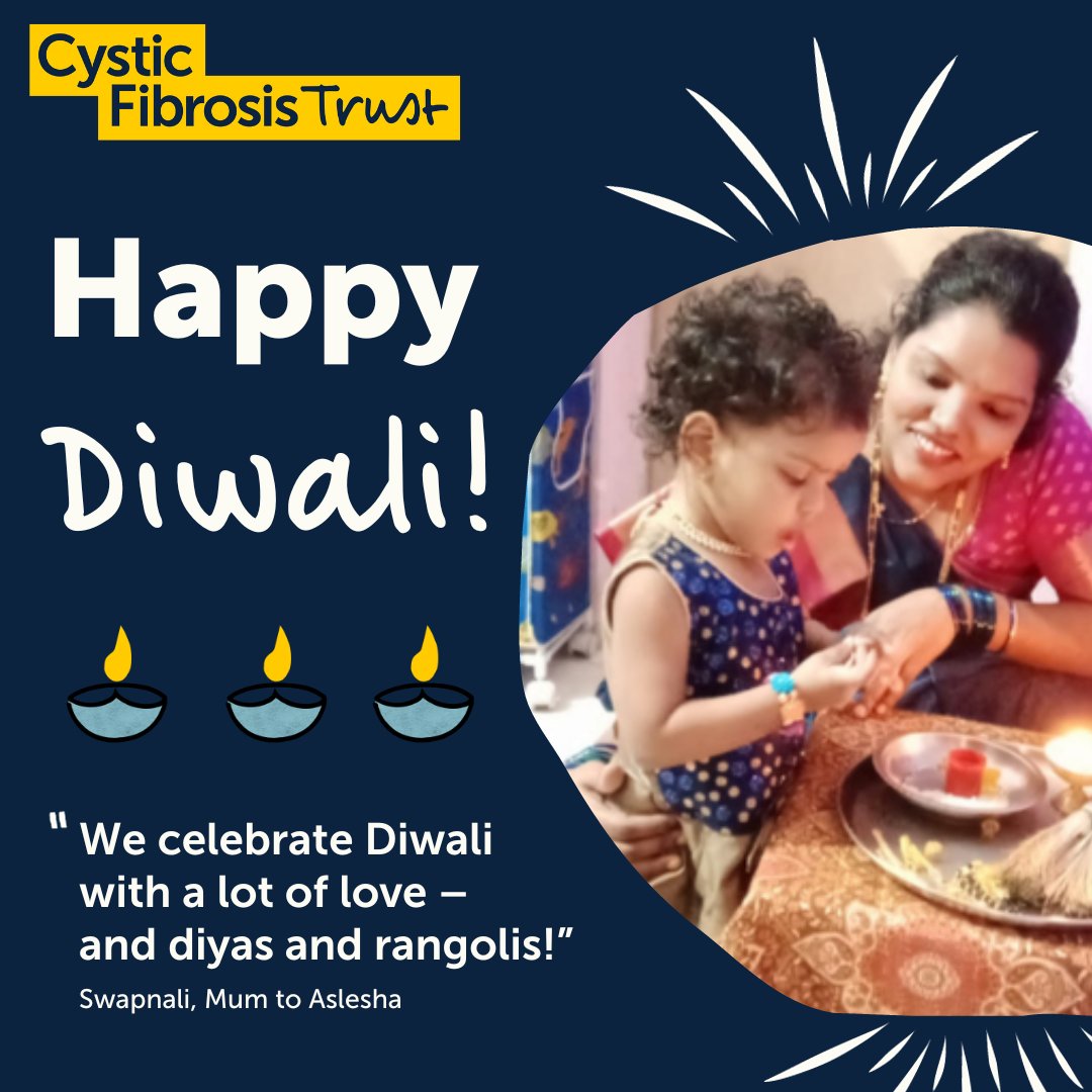 We'd like to wish a very happy Diwali to everyone in our community who are celebrating ✨✨✨
 
This year, Swapnali tells us about her daughter Aslesha’s diagnosis, life with CF, and how they celebrate Diwali.
 
cysticfibrosis.org.uk/news/we-celebr…
 
#cysticfibrosislife #diwalicelebration