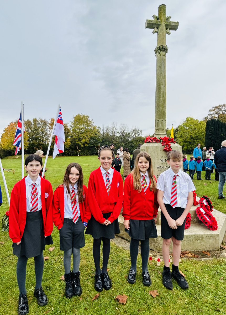 WickhambrookP's tweet photo. Well done to Heads and Vice House Captains who represented our school today at our village remembrance service. The service was led beautifully by the British Legion and the church. The children lay a school wreath and one on behalf of the history society. https://t.co/wSWdIzD62N