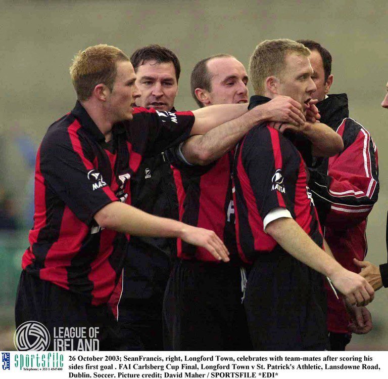 LongfordTownFC's tweet photo. 20 years ago today, a special group of players &amp; management made history when capturing the FAI Cup final for the first time in our history.

A 2-0 win over St. Pats at Landsdowne Road saw thousands of Town supporters witness a moment in time that will never be forgotten. https://t.co/MDZ0owxAuh
