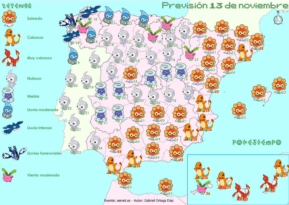 poke_tiempo's tweet photo. 🌫️Mañana la estabilidad dominará en la Península, lo que se traducirá en nieblas matutinas en el interior.
☀️El tiempo soleado dominará en toda la mitad sureste, con temperaturas en muchos casos de manga corta.
🔥En Canarias la cosa estará bastante cálida, se superarán los 30ºC en las islas orientales.
🌧️Los pesaos de los gallegos seguirán quedándose toda la lluvia. En la provincia de A Coruña se acumularán grandes cantidades.
#FelizSemana