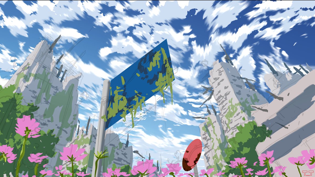 no humans scenery ruins sky flower cloud outdoors  illustration images