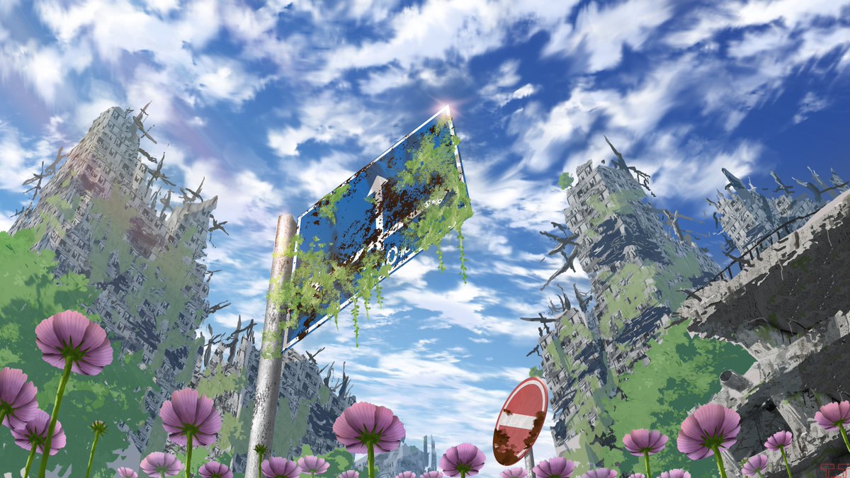 no humans scenery ruins sky flower cloud outdoors  illustration images