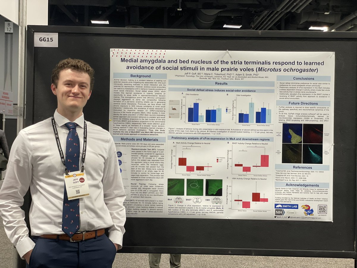 Jeff_P_Goff's tweet photo. I’m presenting all of my undergraduate work this @SfNtweets morning (poster GG15)!! Come say hi and check out the rest of the @SmithLabKU in the same area! https://t.co/SCXDlwBnf9
