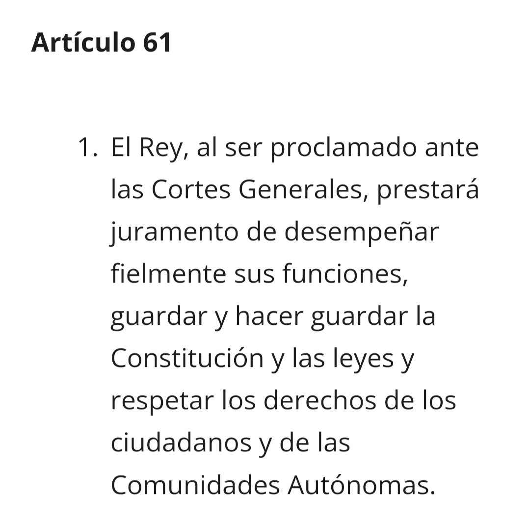 <a href="/emily_habsburg/">Emily Habsburg</a> Eso es falso, el artículo 62 prohíbe al Rey firmar indultos generales, y el 61 le obliga a guardar y hacer guardar la Constitución y las leyes.
Por lo tanto, si firma la Amnistía es cuando estaría incumpliendo sus obligaciones constitucionales.