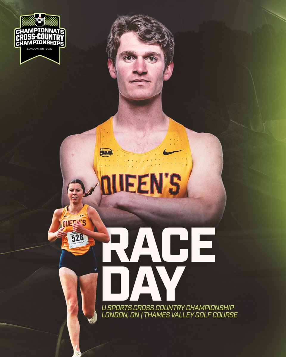 RACE DAY 🏃: Queen's Cross Country is in action at the U SPORTS Cross Country Championship today in London! The Women's race begins at 12:00 pm and the Men's race follows at 1:00 pm. Tune in live on cbcsports.ca! #ForGold | #ChaGheill