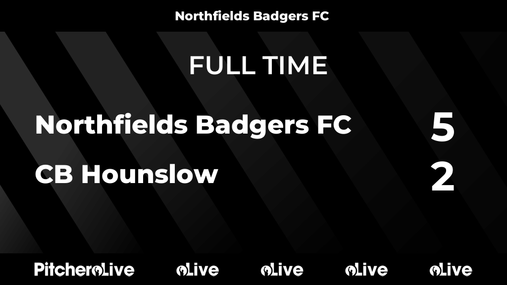 nfieldsbadgers's tweet image. FULL TIME: Northfields Badgers FC 5 - 2 CB Hounslow
#NORCBH #Pitchero
pitchero.com/clubs/northfie…