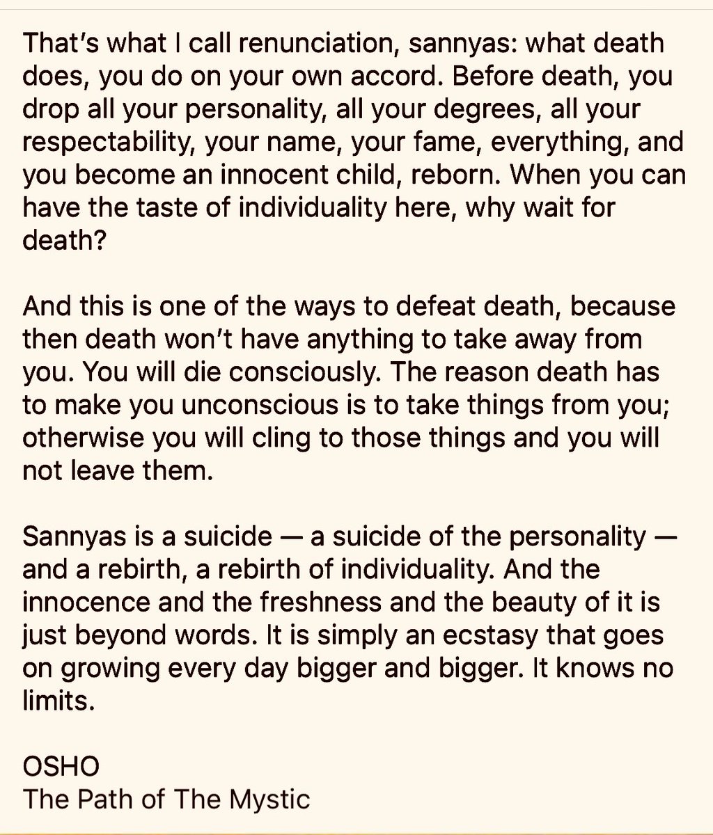 KrisBhattarai's tweet photo. Question: Beloved #Osho, When i die, does my individuality remain?
Osho: Yes, your individuality remains, but your personality disappears — and you have to understand the difference between the two…⬇️
#Deathlessness
#Osho https://t.co/UXgGddaj2A
