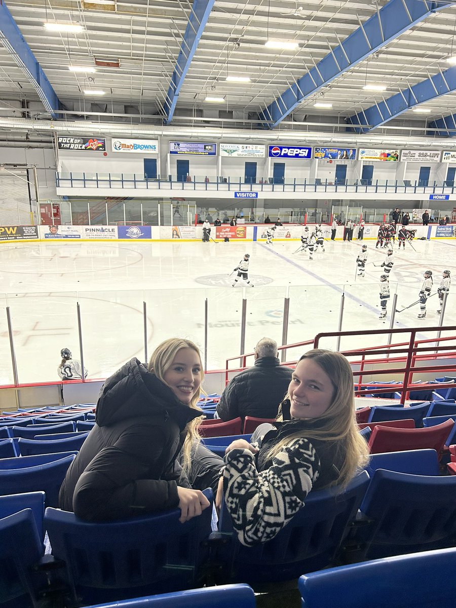 AAA_TriPen's tweet photo. Warming up for game 3 against Eastern.  A couple of familiar faces here today, hopefully they bring us luck! #GoIce https://t.co/l4GCxNN63m
