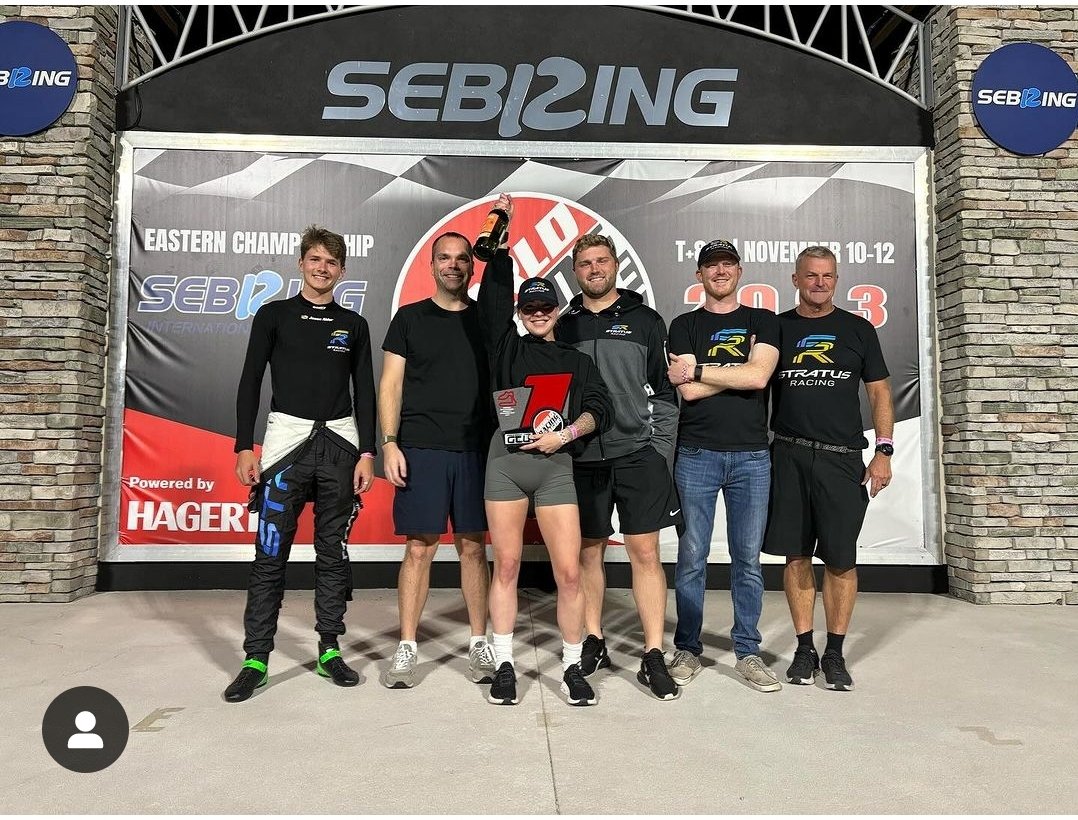 A beautiful morning here in Sebring, FL.  Yesterday the Stratus #59 Gold car won 1st the class and the Stratus #58 Blue car finished 2nd in class