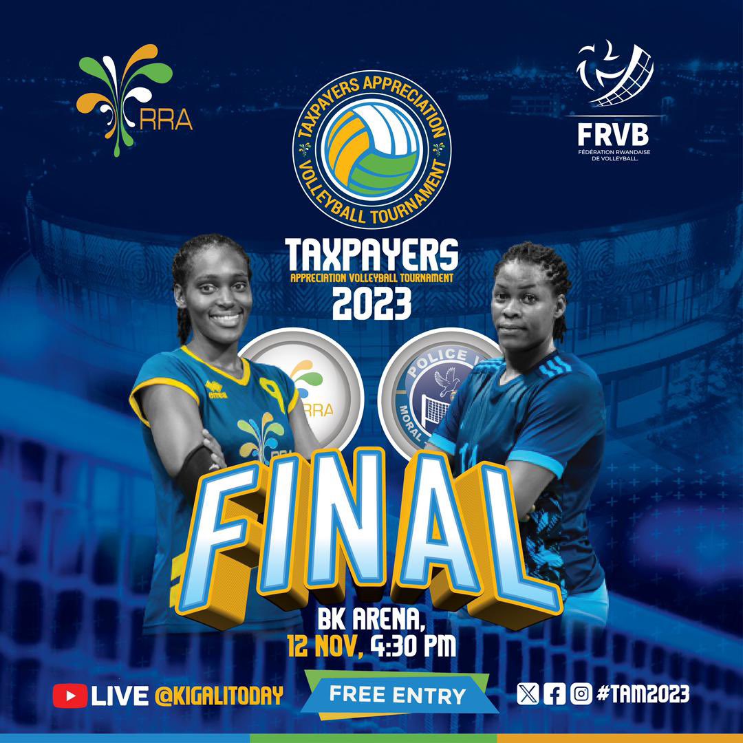Umuseke's tweet photo. #Volleyball, #TaxPayersAppreciationTournament2023,
Ikipe ya #RRAWVC na #PoliceWVC zageze ku mukino wa nyuma. Ni mukanya 16h30 muri @bkarenarw.
@Rw_Volleyball https://t.co/YQKECiKKz9