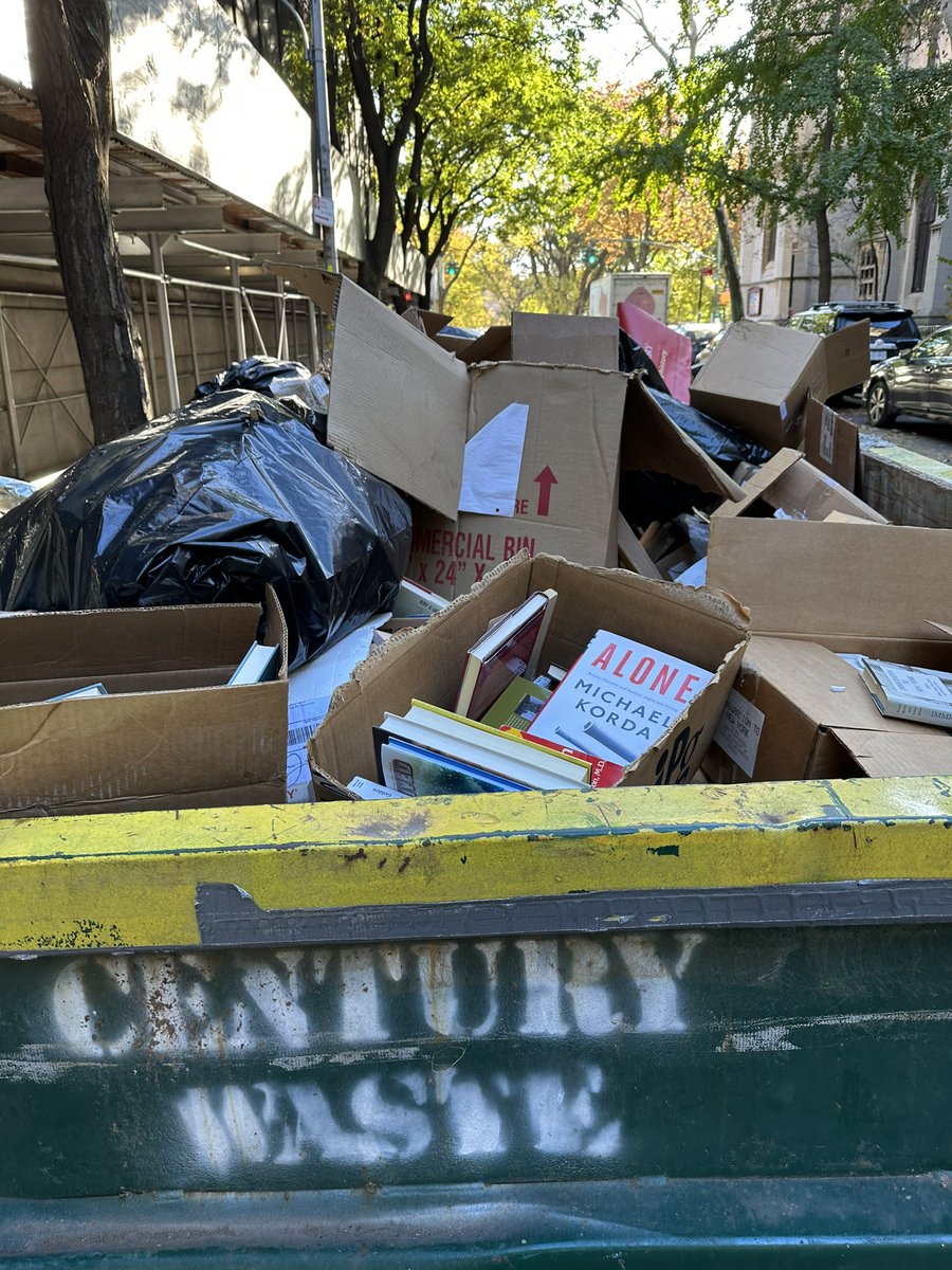 There is a dumpster with lots of books behind the <a href="/NYHistory/">The New York Historical</a> society (on West 76) — lots of NYC immigration, history, etc