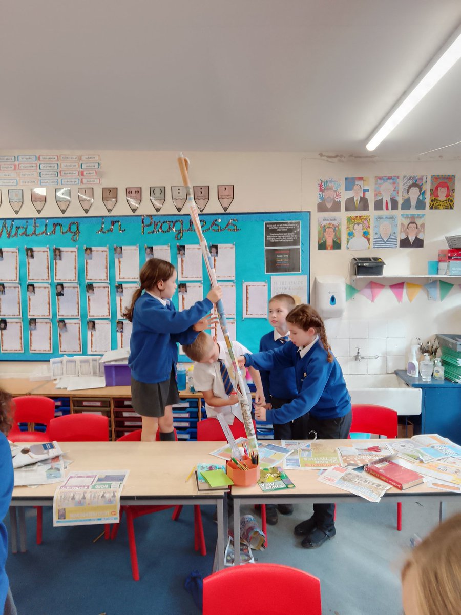 DT - How high can you go? Exploring structures in our first DT lesson for this year. Children had to build the tallest freestanding tower with newspaper and sticky tape! There was team work, laughter, arguments and some tears but we did learn!🗼😜🏗️😭