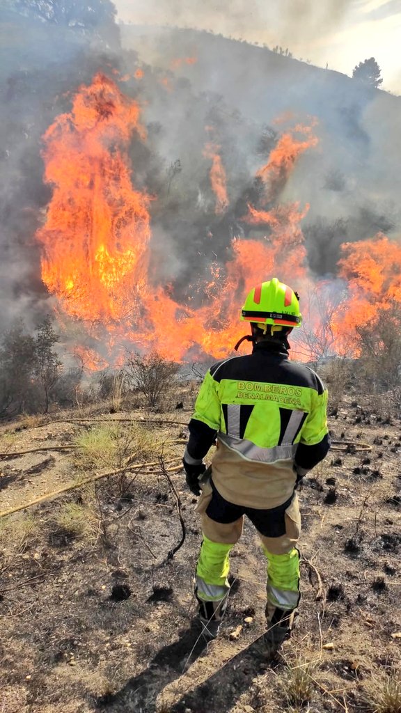 BenalmadenaAyto's tweet image. Bomberos de #Benalmádena salvan de las llamas a centenares de animales que habían quedado atrapados en la zona de Arroyo Seco #IFMijas.
Nuestras dotaciones siguen ayudando  bajo la coordinación y dirección de los grandes profesionales del @Plan_INFOCA.