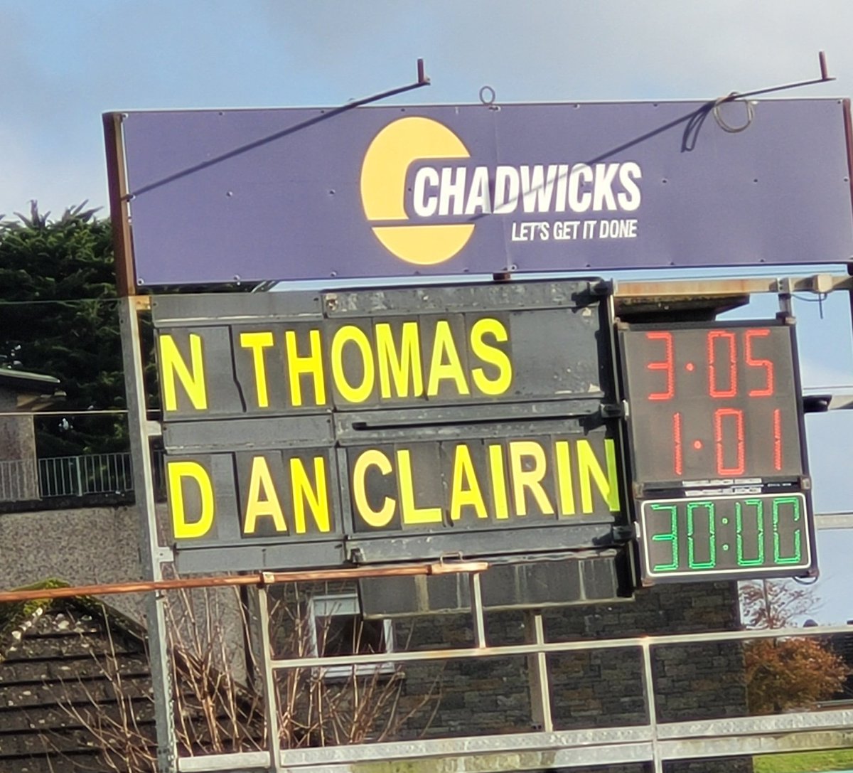 Clarinbridge converted free and a Thomas’s goal and 2 points from play in the run-up to half time leave Clarinbridge with some ground to make up in the second half