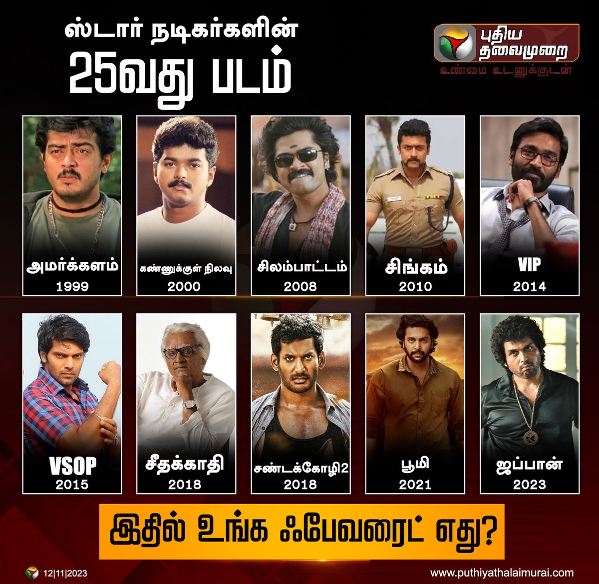 PttvNewsX's tweet photo. ஸ்டார் நடிகர்களின் 25வது படம் - இதில் உங்க ஃபேவரைட் எது?

#TamilCinema | #25thMovie | #PuthiyaThalaimurai https://t.co/pKs9UlA59h