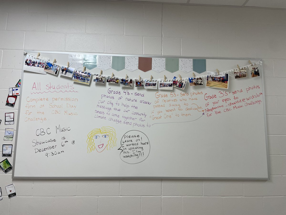 A few reminders in relation to our CBC Music Challenge on the music whiteboard.