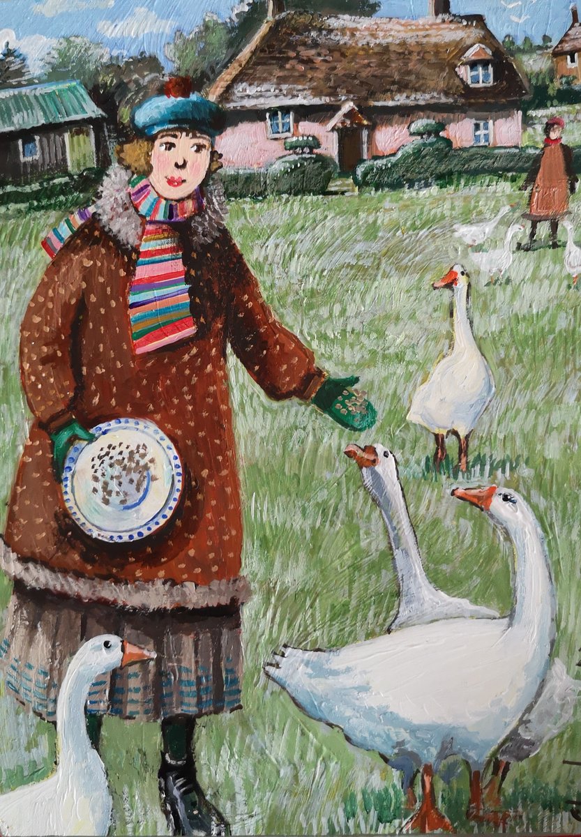 southwold_art's tweet photo. "Pottering" and "Goose Girls" are just two of the new additions from Stephanie Lambourne. #originalacrylic #acrylic_painting #pottingshed #planting #gooseart #localartists #artgallery #suffolkcreativity #animalart #localtalent #southwoldart #southwold #colourfulcreations. https://t.co/ouVyhgmFrv