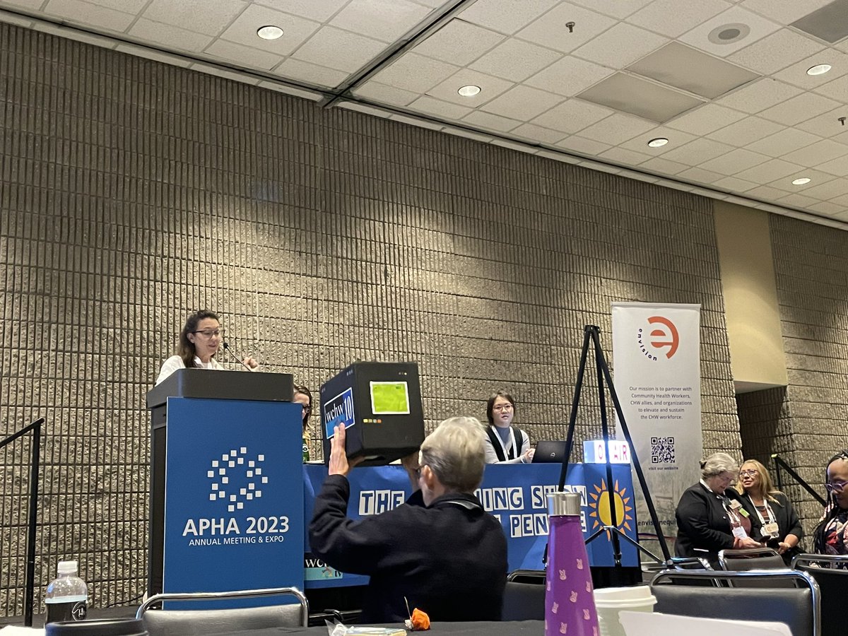 APHACHWSection's tweet photo. Are you at #APHA2023? Come learn about the state of #CHW initiatives across the US in GWCC B313! (And catch The Morning Show with Pennie! https://t.co/N1peW7JUtl
