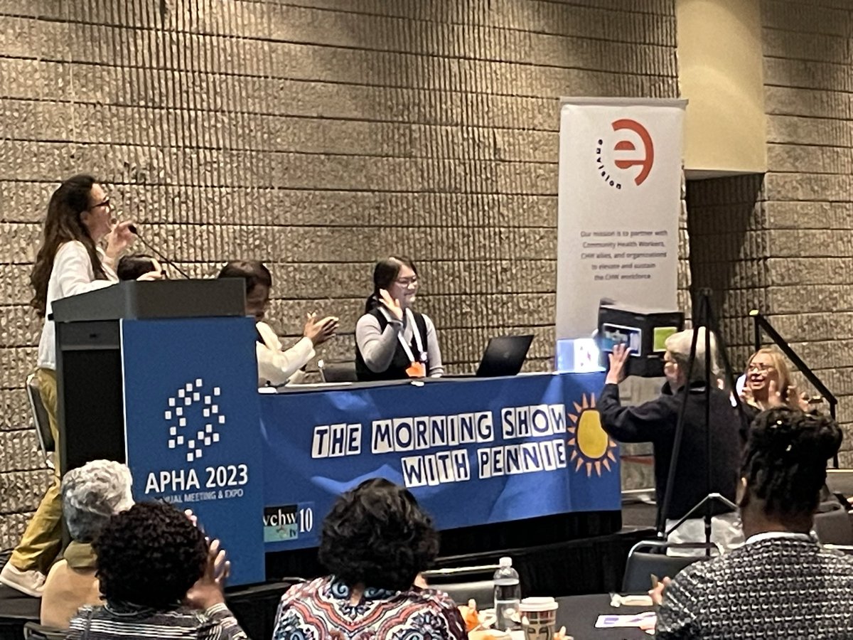 Are you at #APHA2023? Come learn about the state of #CHW initiatives across the US in GWCC B313! (And catch The Morning Show with Pennie!