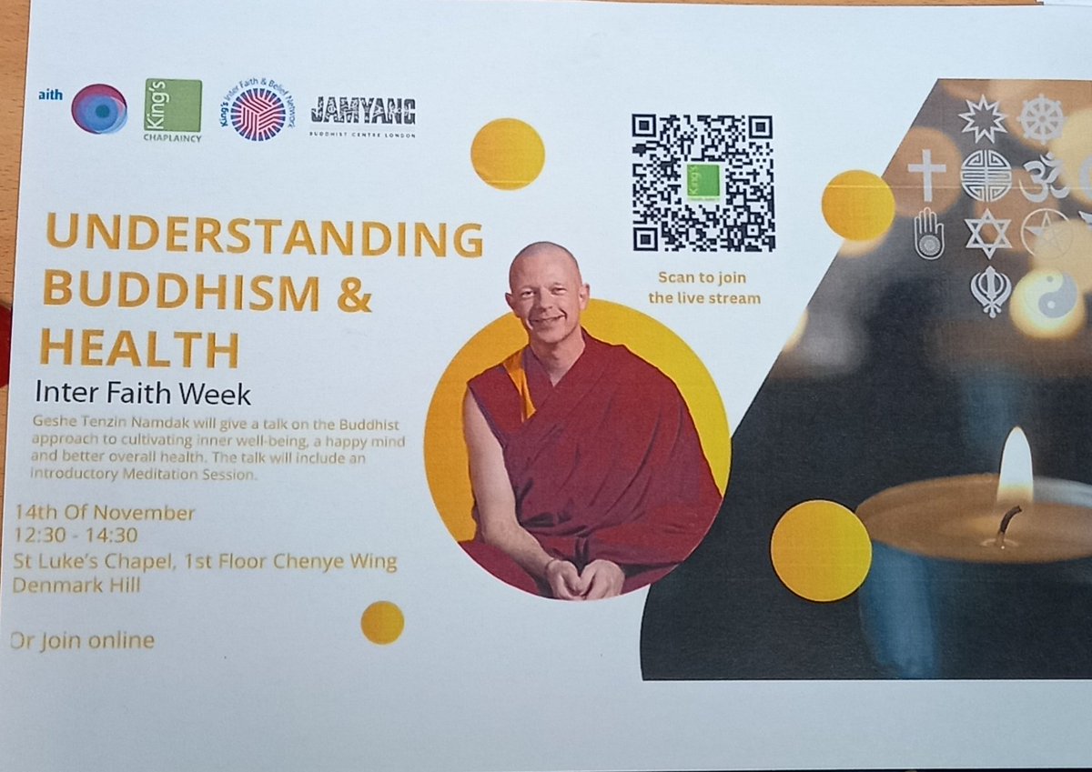 kingschaplaincy (@kingschaplaincy) on Twitter photo <a href="/kingschaplaincy/">kingschaplaincy</a> delighted to host as part of Inter Faith week celebrations, Geshe Tenzin Namdak who will talk about Buddhism & Health and lead a meditation session. You can join online #InterFaithWeek <a href="/kingschaplaincy/">kingschaplaincy</a> delighted to host as part of Inter Faith week celebrations, Geshe Tenzin Namdak who will talk about Buddhism & Health and lead a meditation session. You can join online #InterFaithWeek