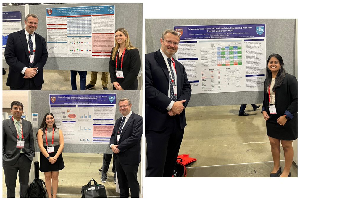 A highlight of the #AHA Scientific Sessions is having mentees present their work at their first-ever scientific meetings! Congratulations to Cheshta (PUFAs in HFpEF), Catherine (O2 kinetics in HFpEF), and Alexandra (IV iron utilization patterns in HF) for doing so yesterday!