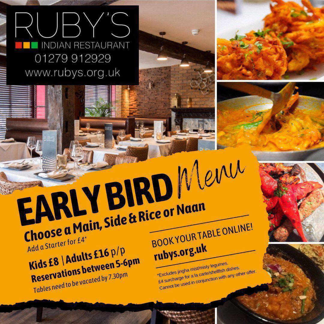 RubysIndian's tweet photo. Sunday Early Bird Menu 🥘🍛😋
Between 5-6pm
(Tables need to be vacated by 7.30pm)
Book online or call 📲 01279 912929 (opt2)
https://t.co/cIM8j72yc1
#indianfood #familyrestaurant #bishopsstortford #rubysrestaurant #stortfordcurry #earlybirdmenu #sundayfunday @everyone https://t.co/K3Uh6zeTaT