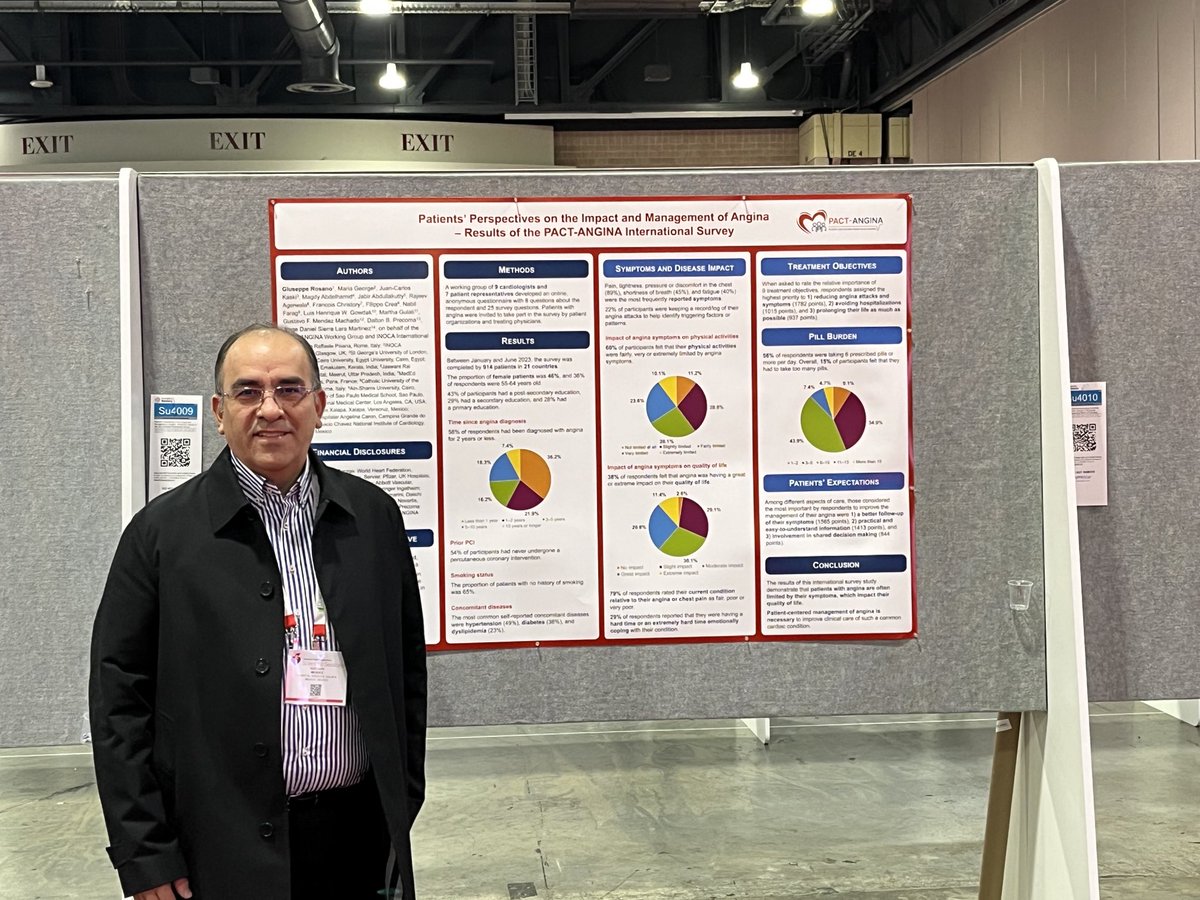 Prof. Mendez Machado ready to discuss the results of the PACT-ANGINA patient survey at #AHA23 #angina #patientperspective ⁦@gmendezuk⁩ ⁦@GMCRosano⁩ ⁦@LGowdak⁩ ⁦@InocaInternati1⁩