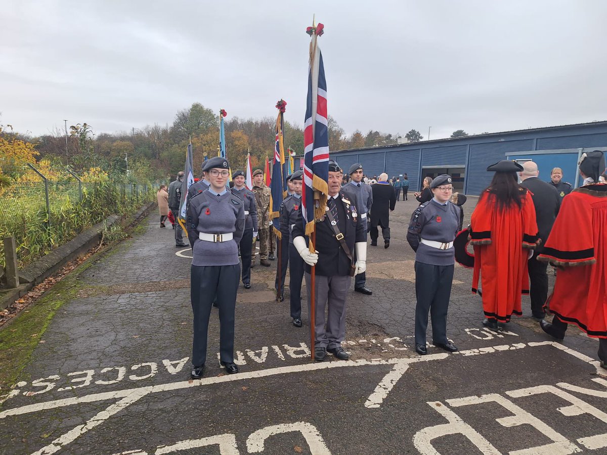 Very proud of our cadets that were on parade this morning representing the RAF Air Cadets at  Remembrance Sunday in Corby.
Despite the weather the service was well attended.

Lest we forget.