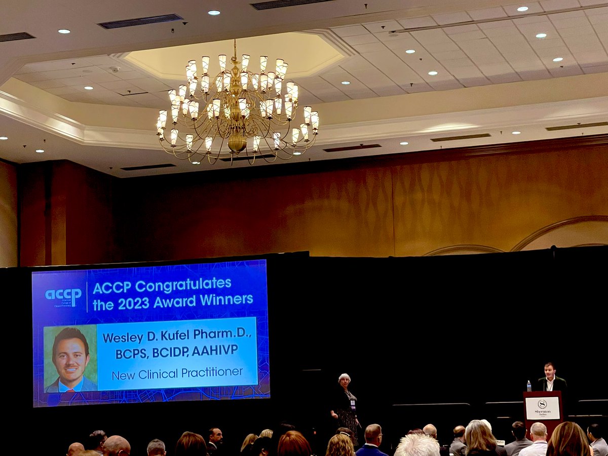 RadhikaIdpharmd's tweet photo. Congratulations 🎊 🎉 to Dr. Wes Kufel @WesKufel for being recognized as the @ACCP 2023 New Clinical Practitioner Award!Very well deserved👏🏼
@accpinfdprn @SIDPharm #ACCPAM23 https://t.co/bukVJFUC83