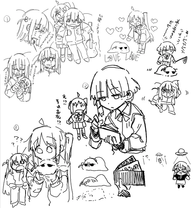 絵チャで描いたものです!1→2→3の順番で描いたんだけど最初緊張しまくって絵ガッタガタなのおもろい 