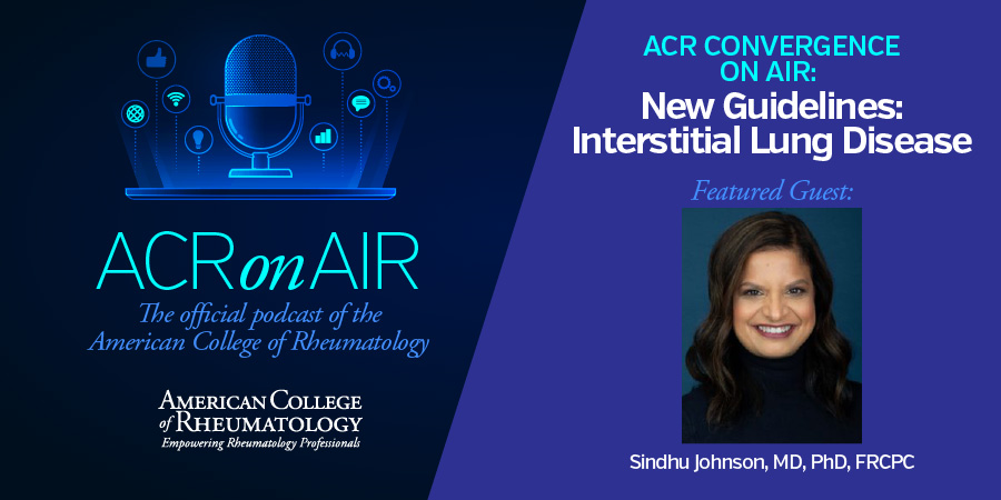American College of Rheumatology (@acrheum) on Twitter photo It’s Sunday here at #ACR23 & we’ve got another great episode for you straight from the SDCC! The new ACR Interstitial Lung Disease Guidelines have been published & we have first author <a href="/SindhuJohnson5/">Sindhu Johnson</a> here to discuss them. Listen → acronair.org It’s Sunday here at #ACR23 & we’ve got another great episode for you straight from the SDCC! The new ACR Interstitial Lung Disease Guidelines have been published & we have first author <a href="/SindhuJohnson5/">Sindhu Johnson</a> here to discuss them. Listen → acronair.org