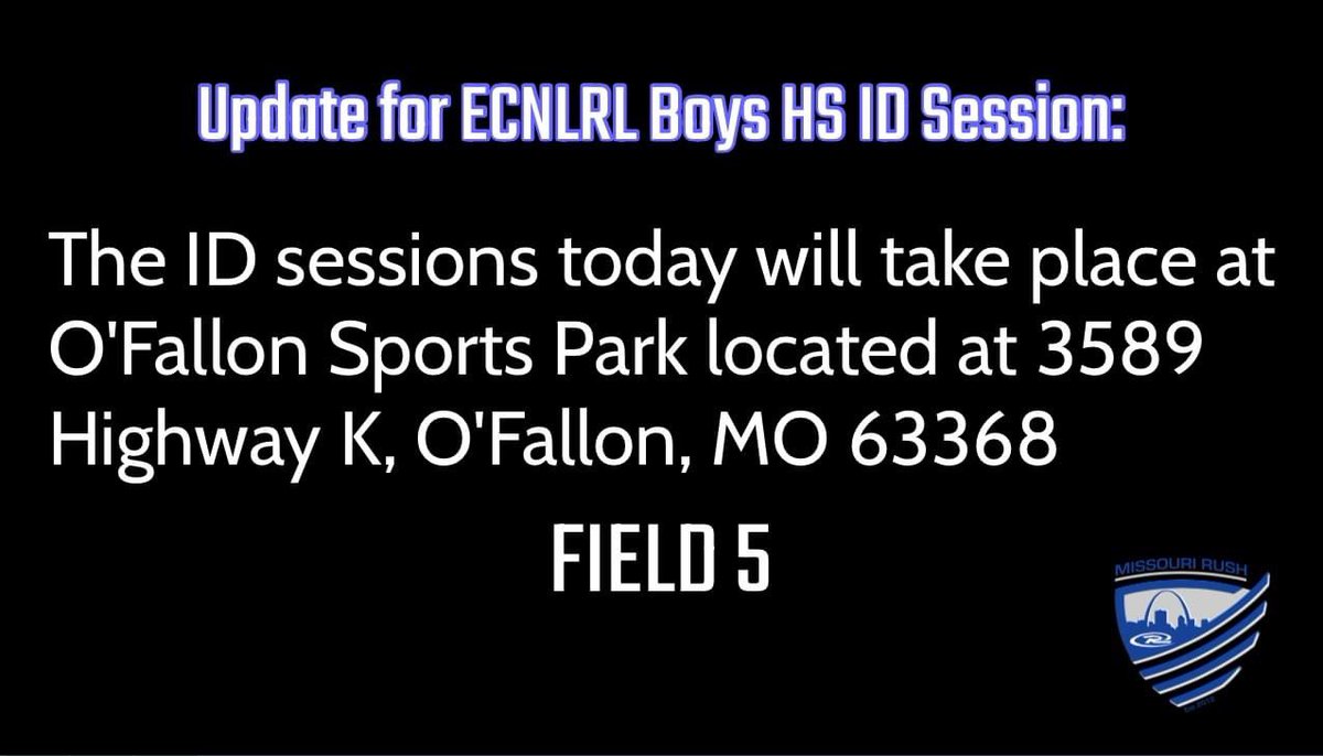 The session for Sunday will be hosted at the O'Fallon Sports Park, located off Highway K, field 5.