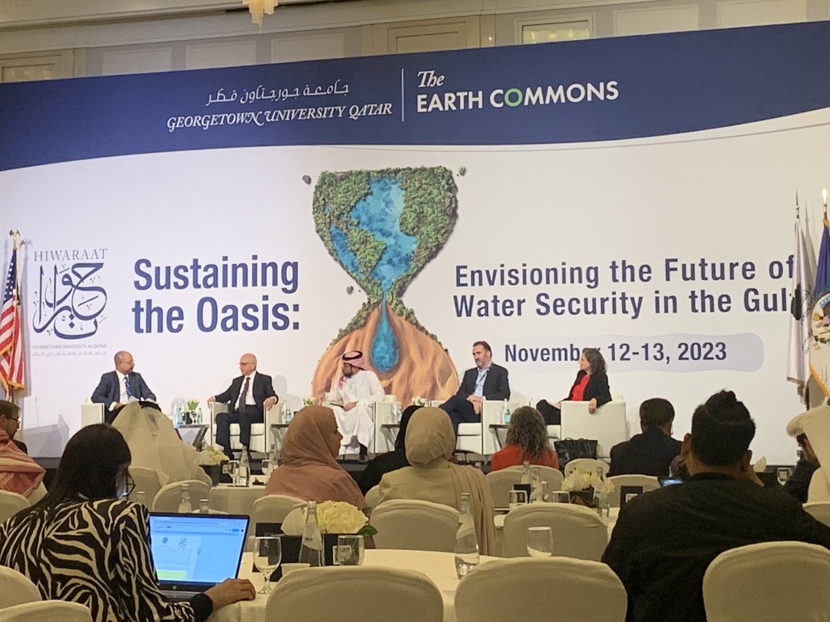 Fascinating morning hearing about the key #watersecurity issues facing the Gulf region. Different set of challenges from #ScotlandHydronation but familiar calls for #multistakeholder cooperation, #naturebasedsolutions and science-policy exchange @theEarthCommons @HNICScotland