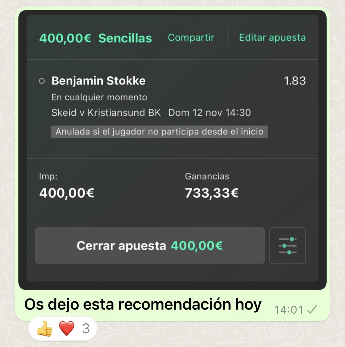 Multi_Apuesta's tweet image. En Whatsapp he dejado una apuesta.

👉🏽 En 29 minutos ya era ✅

Para recibirlas: whatsapp.com/channel/0029Va…