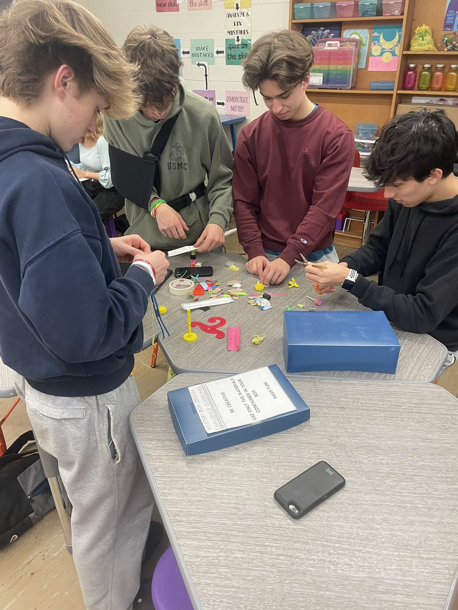 Precalc. took a break and did a mystery box day!  With random supplies, they had to build something to solve a design challenge.  So fun! #teach180 #iteachmath #STEM