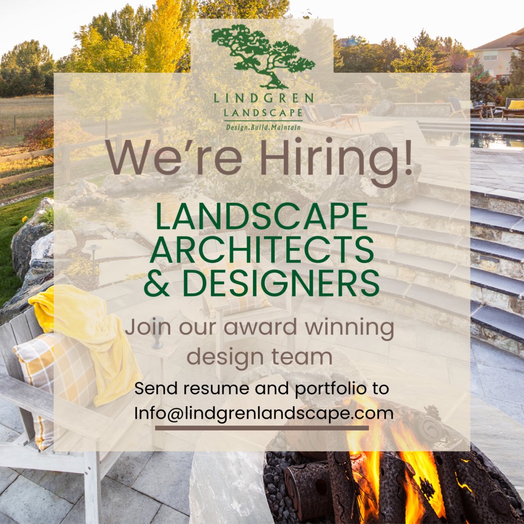 LindgrenLndscpe's tweet photo. 🌿 Lindgren Landscape is on the lookout for talented landscape architects and designers to join our team! 🏡✨Apply now at https://t.co/oLX2OrRvLi #LandscapeDesign #JoinOurTeam #LindgrenLandscape #NowHiring #LandscapeArchitects #DesignersWanted #JoinUs #DreamTeam #LandscapingJobs https://t.co/PbVMslulwX