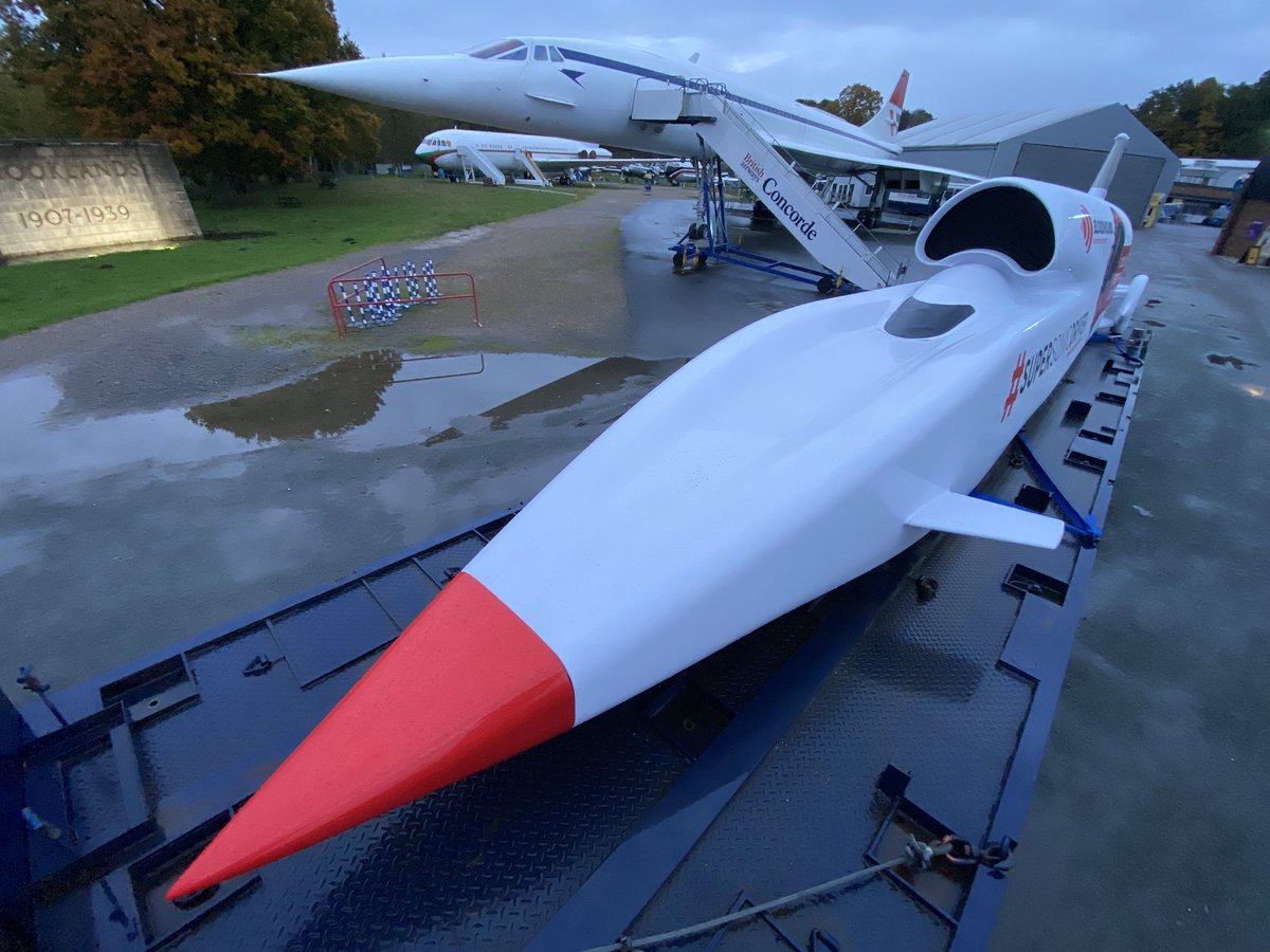 <a href="/BrooklandsMuseu/">Brooklands Museum</a> today, alongside the “Campbell Shed” and Concorde. 

#BloodhoundLSR 
#supersonicdriver