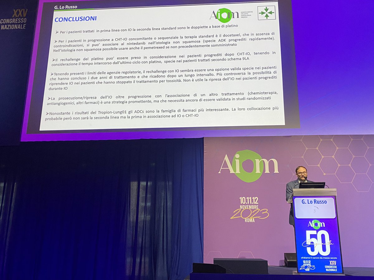 Beyond first line in #NSCLC WT: a real pleasure to listen to @GLoRussoMD_PhD talking about future perspectives in this tough and challenging topic at #AIOM23 @AIOMtweet