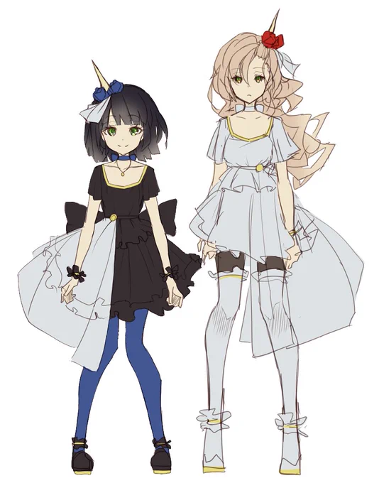 #オリジナル構想してる漫画バディ主人公、ペニ子とタマ子です。チンポキネシスの力で天下統一を目指します。絵を起こしたのが二年前なのでもうちょい現代風にしてあげたい。ぷふぇ 