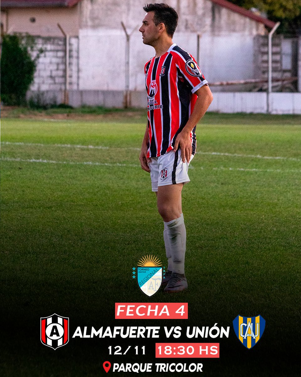 AlmafuerteLV's tweet photo. ⚽ FÚTBOL MAYOR ⚽

👉 Esta tarde, desde las 18:30, recibiremos a Unión de Alicia por la cuarta fecha del Torneo Regional Federal Amateur.

¡VAMOS TRICOLOR!

#ClubAlmafuerte #futbolmayor https://t.co/JUmtfCt9fA