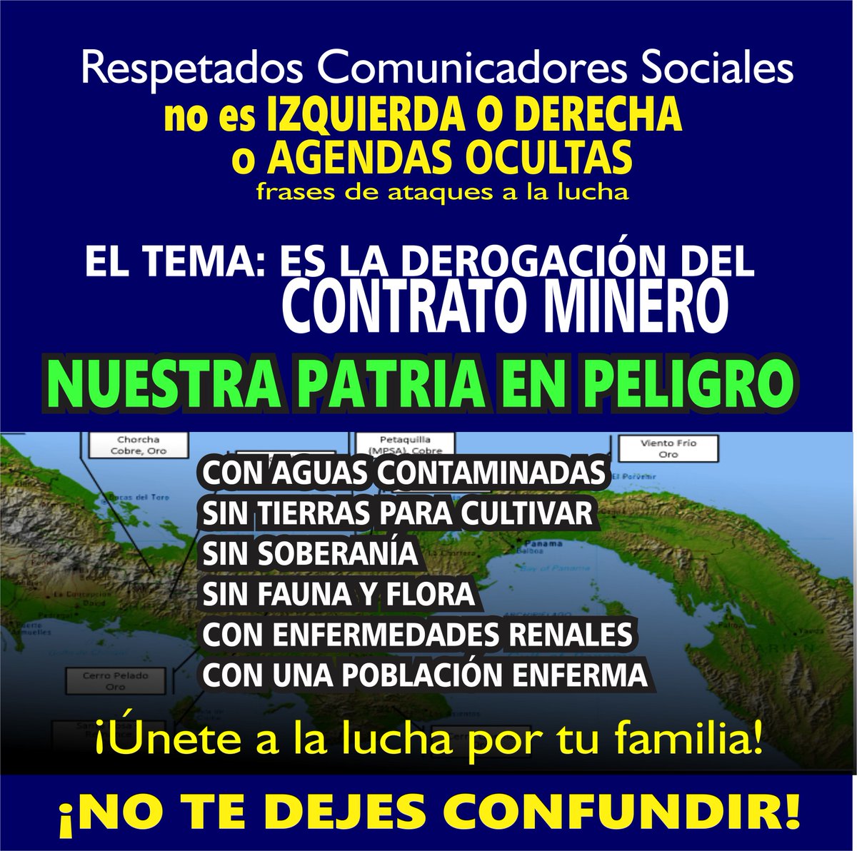 ASOPROF30's tweet photo. Al final las nuevas generaciones son las que van a sufrir los embates de la MINERÍA en Panamá. De nada vale el servir al que va acabar con la vida de nuestra nación. REFLEXIONEN, cada quien que asuma su responsabilidad y le de la cara a su nueva generación. https://t.co/m7sVpxhyqn