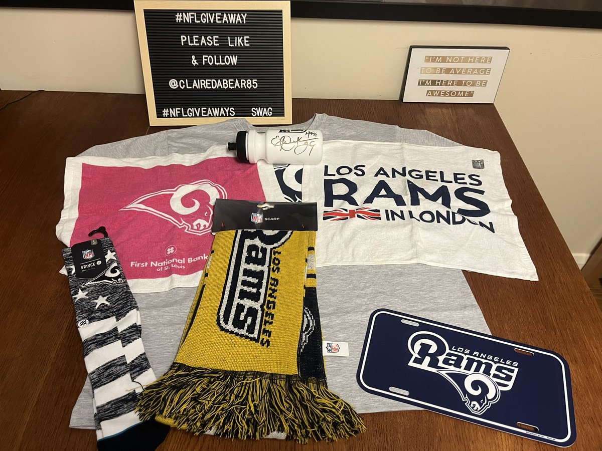 clairedabear85's tweet image. #RamsHouse #NFLGIVEAWAY For a chance to #win this #prize bundle packed full of #SWAG inc #Signed bottle by HOFer @EricDickerson . You MUST be following @clairedabear85 &amp;amp; RP &amp;amp; ❤️ this link. This #Giveaway will run till the 17/11 &amp;amp; is open 2 ALL #NFL fans globally #NFLTwitter